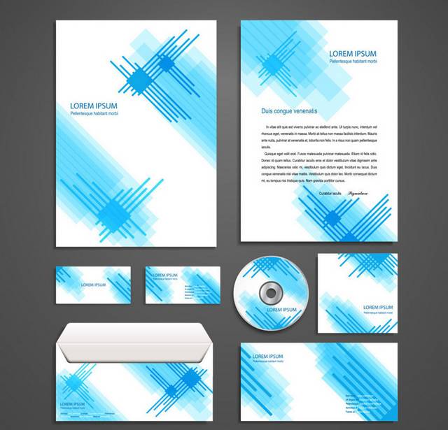 蓝色抽象线条vi手册