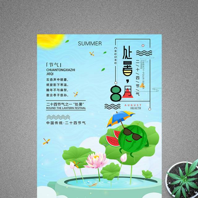 中国传统节气二十四节气之处暑海报
