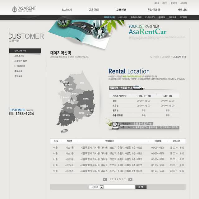韩国汽车分布网页设计素材