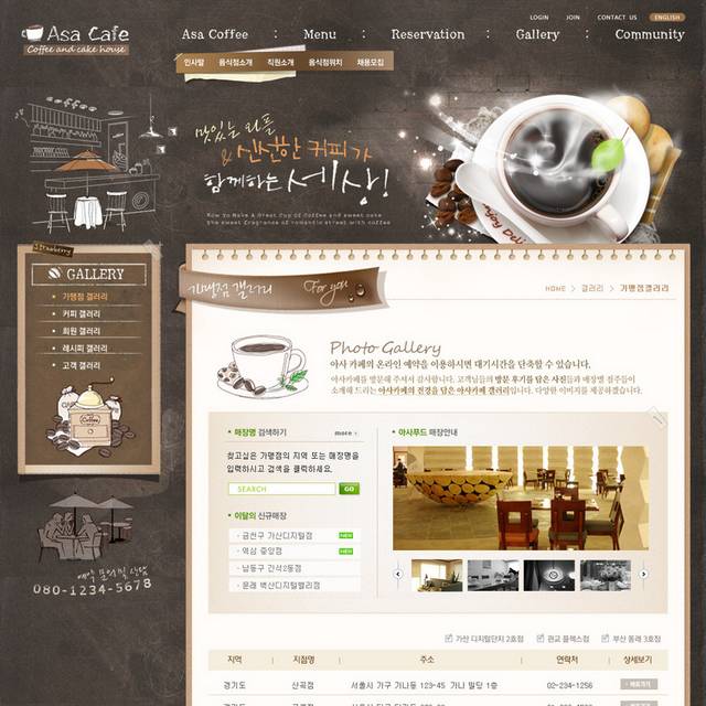 热门咖啡店网页设计素材