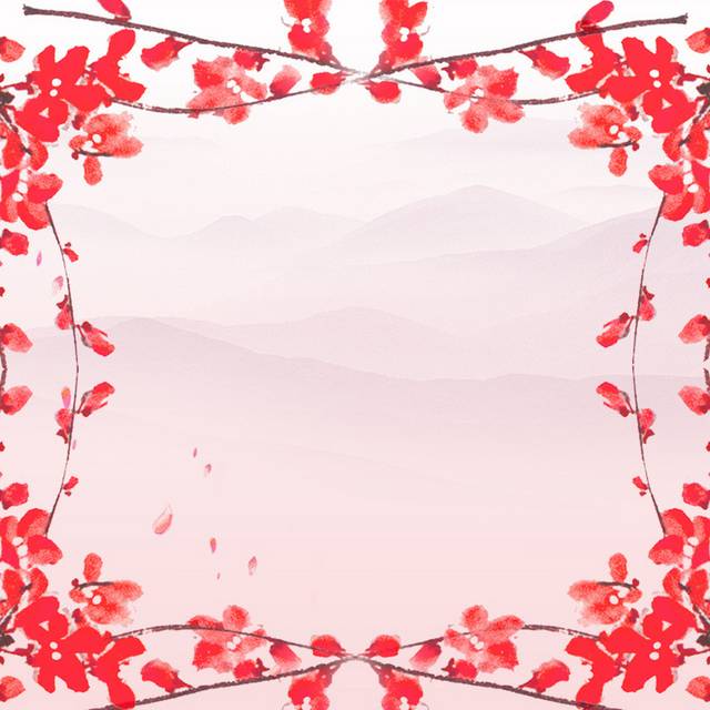 康曼红色梅花边框主图背景