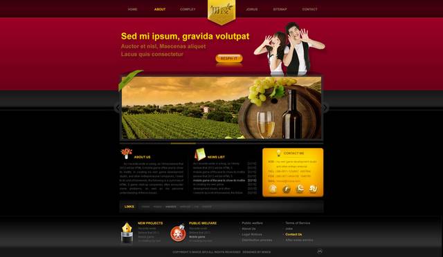 精美葡萄酒网页设计
