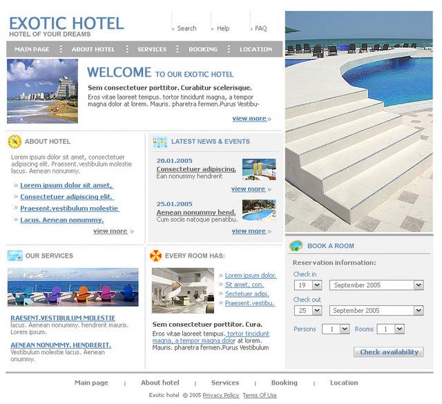简约外国酒店首页网页设计