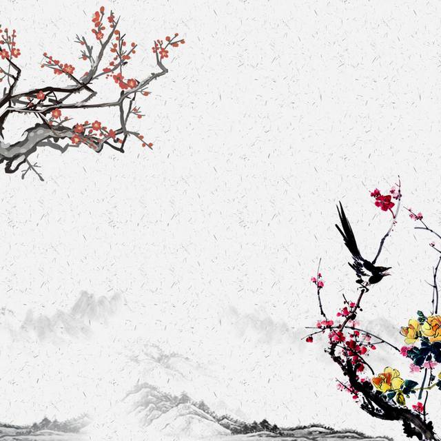 中国风梅花喜鹊主图背景