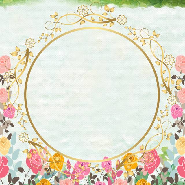 小清新手绘多色花朵圆形边框主图背景