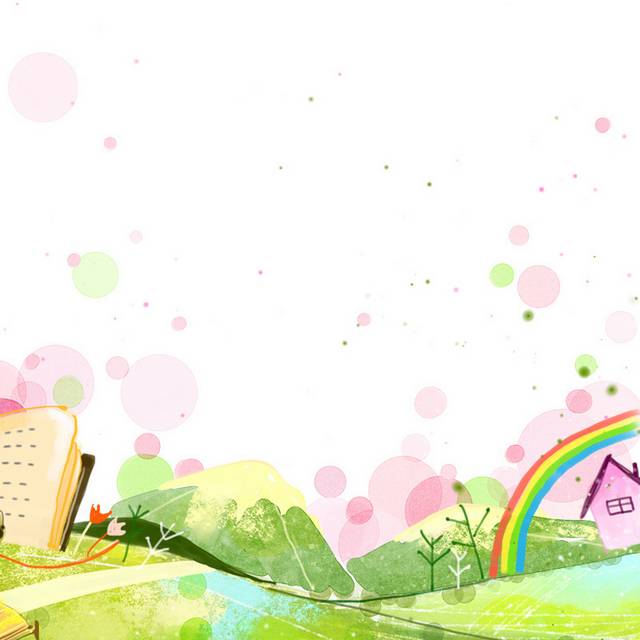 卡通手绘山林彩虹主图背景