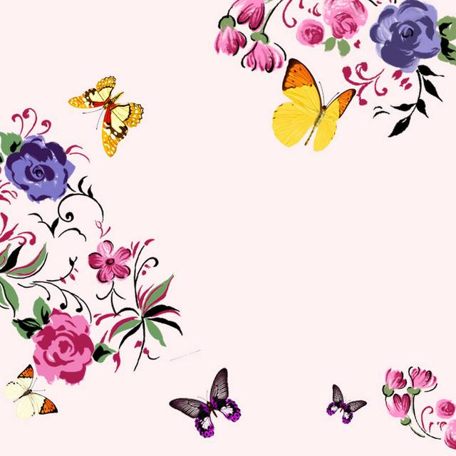 多彩花朵蝴蝶主图背景