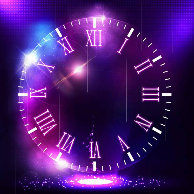 时尚蓝紫色钟表主图背景