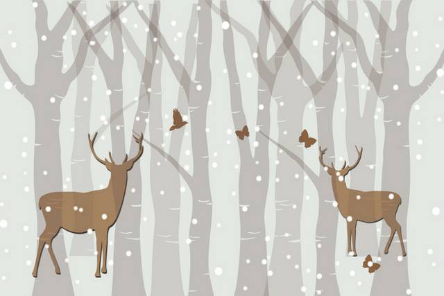 浪漫雪中小鹿背景