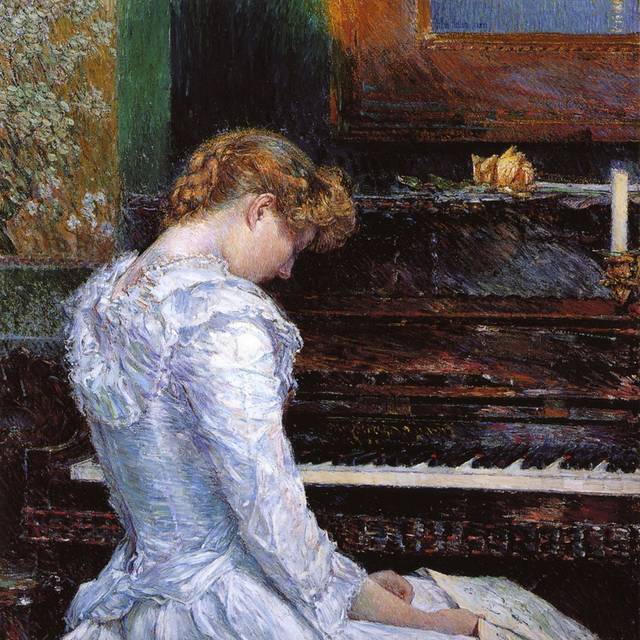 弹钢琴的贵族少女无框画