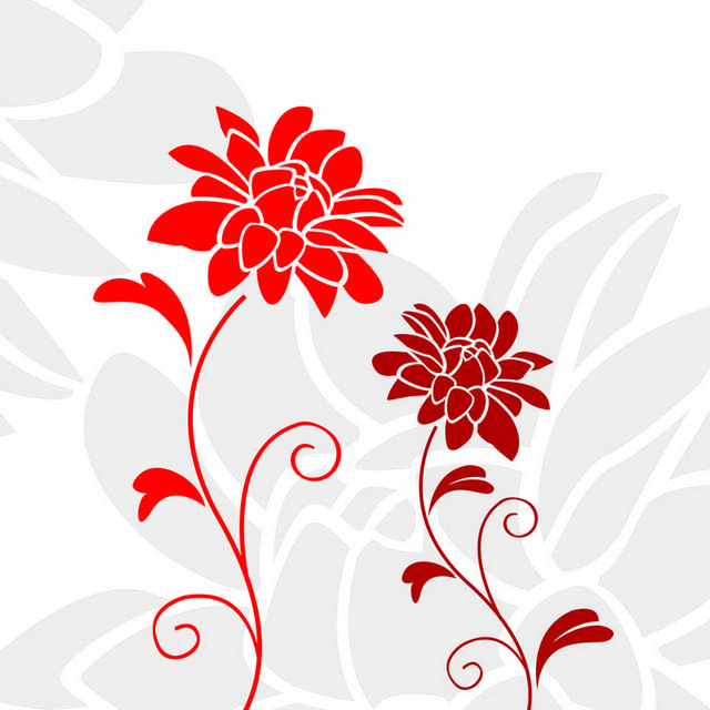 红色抽象花朵无框画2