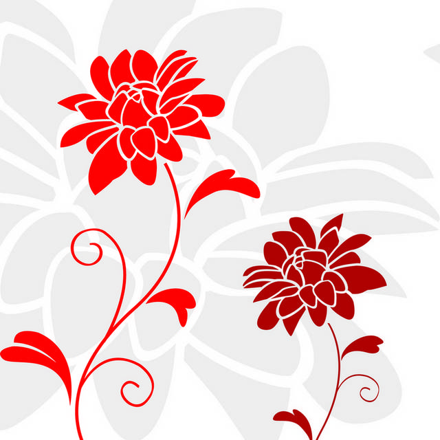 红色抽象花朵无框画