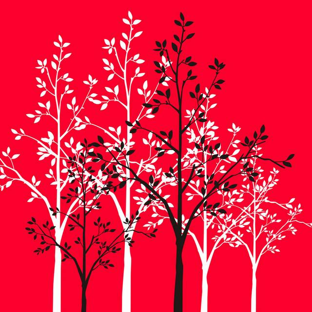 红白枝叶装饰画