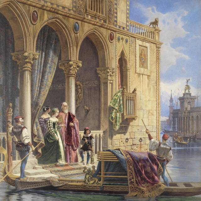 贵族乘船风景油画