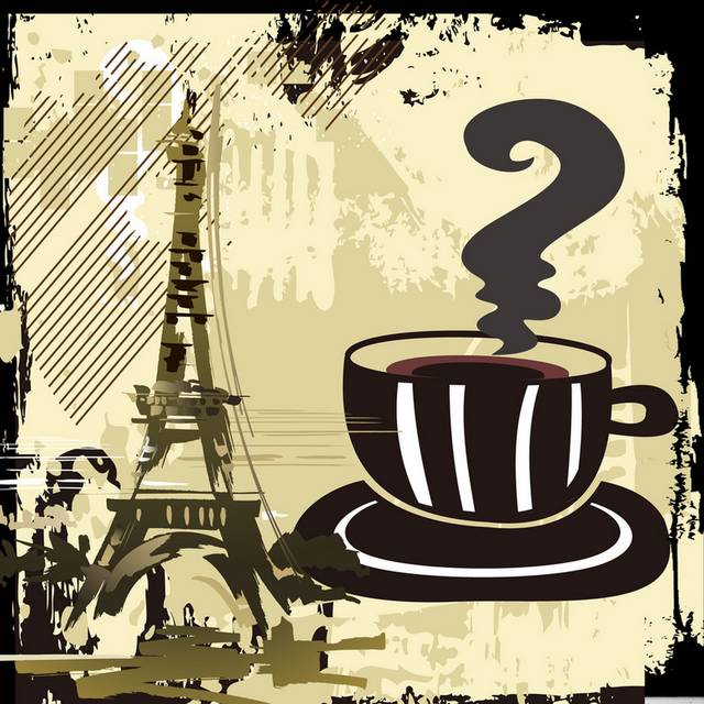 手绘咖啡巴黎铁塔装饰画