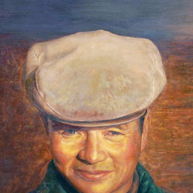 带帽子的男人无框画