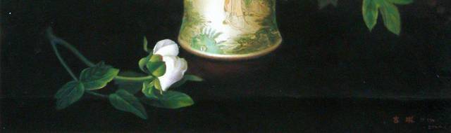 古典花瓶花朵油画素材