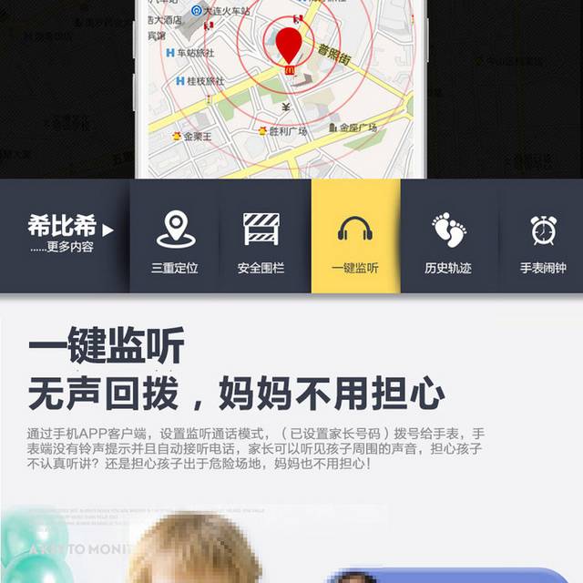 儿童智能定位电话手表详情页