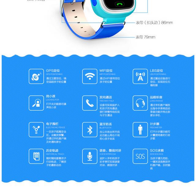 儿童智能定位电话手表详情页
