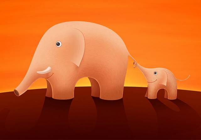 大象与小象装饰画素材
