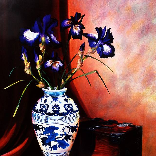 青花瓷油画素材