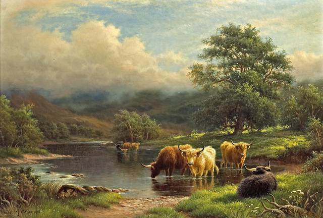 肉質画【牛】油彩画 牛年大吉，西方人油画里牛为啥是长方形？_母牛