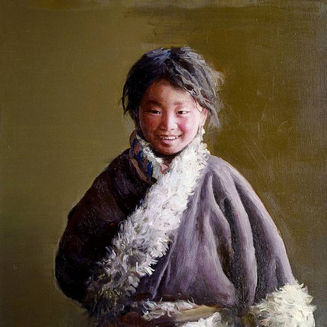 藏族男孩无框画