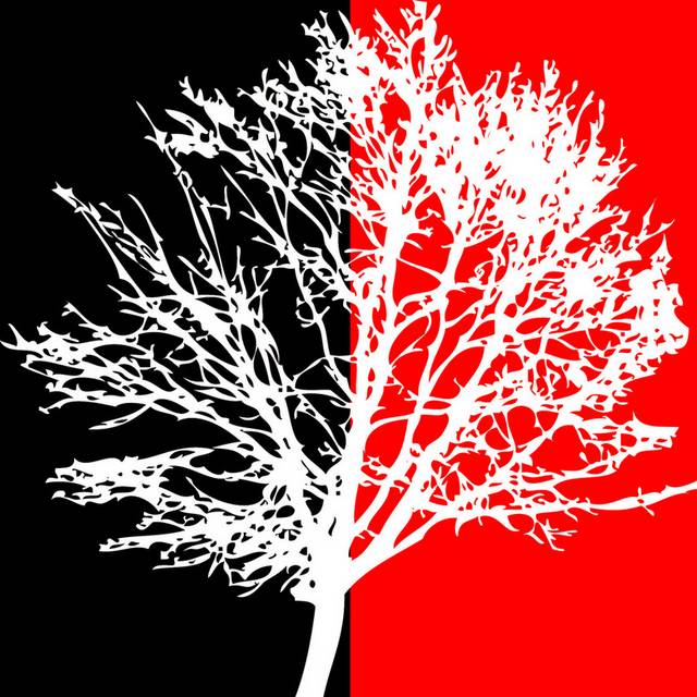 黑白红大树装饰画1