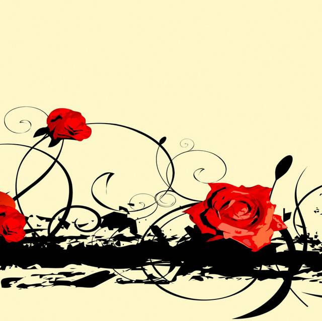 抽象手绘玫瑰装饰画1