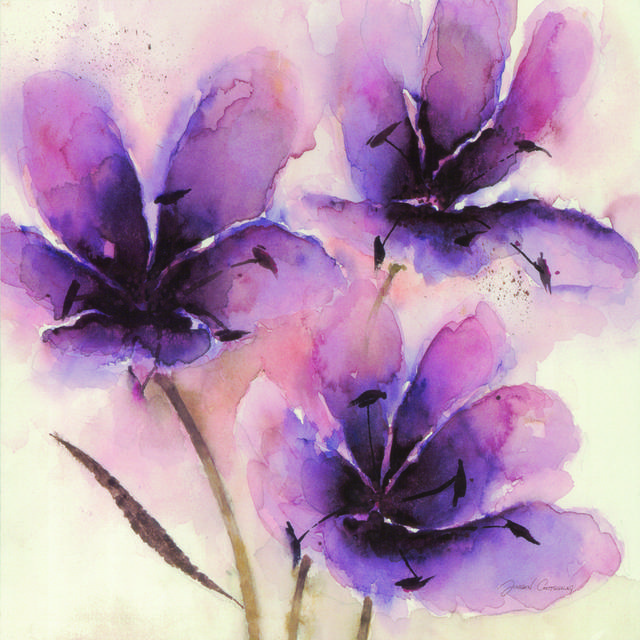 紫色水墨花装饰画1