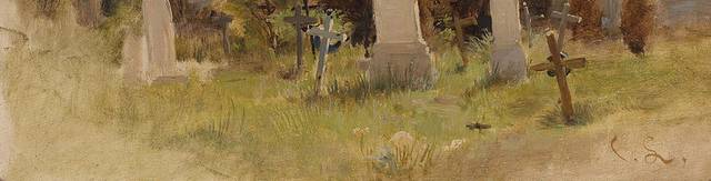 墓地风景油画