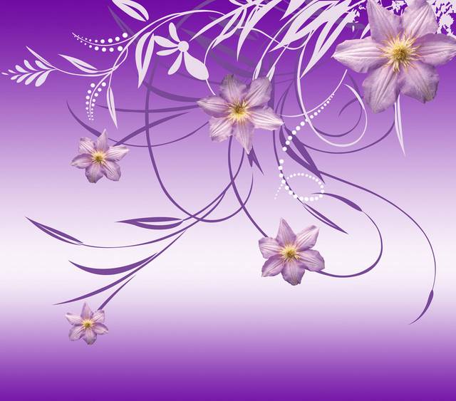紫色浪漫花卉装饰挂画