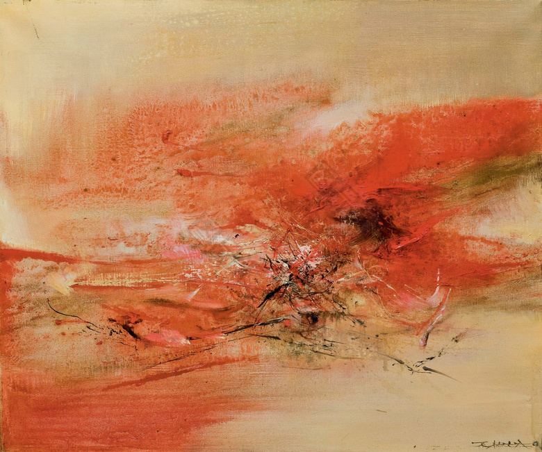 赤松燎 抽象画 油彩 红色抽象装饰画_图品汇