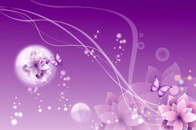 紫色浪漫花卉装饰画素材