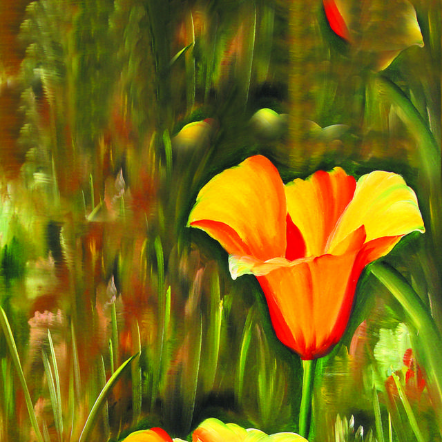 个性黄色花朵无框画