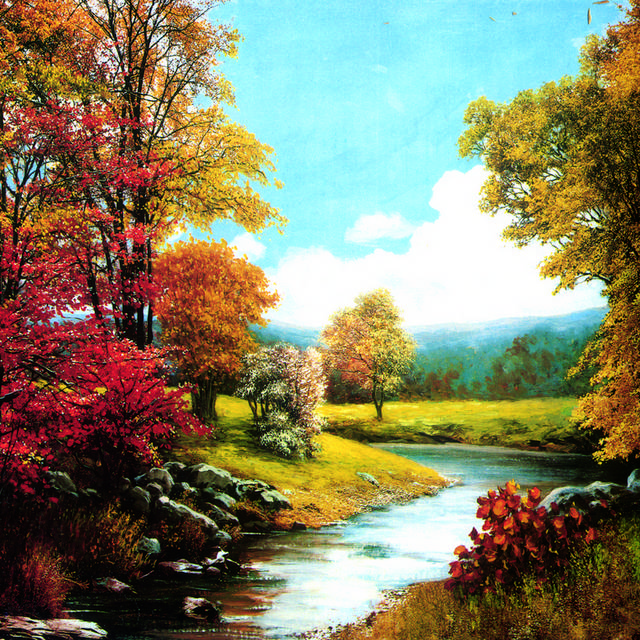 秋季美景油画装饰画