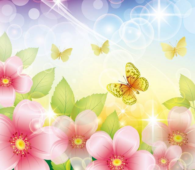 阳光蝴蝶花卉装饰画