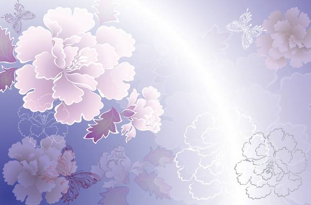 紫色清新花卉装饰墙画