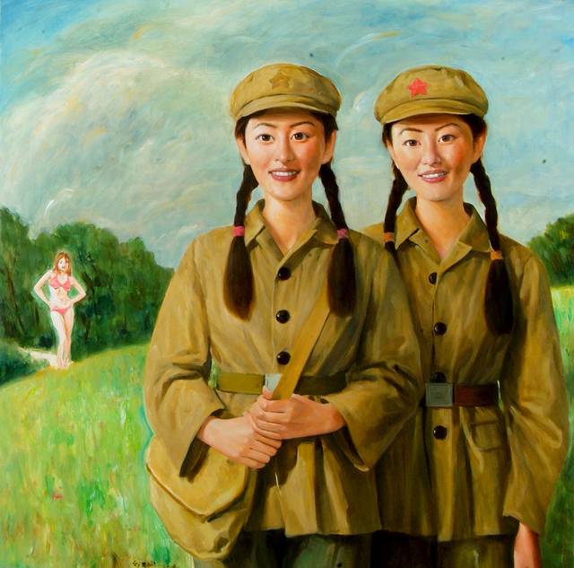 女兵无框画