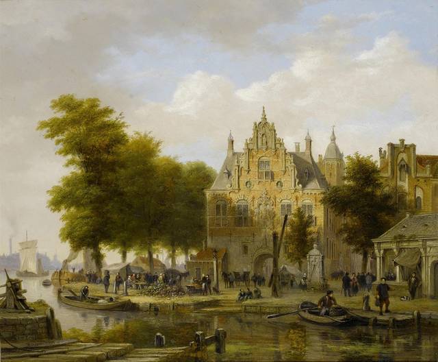 欧洲城镇风景油画