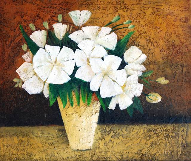 白色花朵花瓶无框画