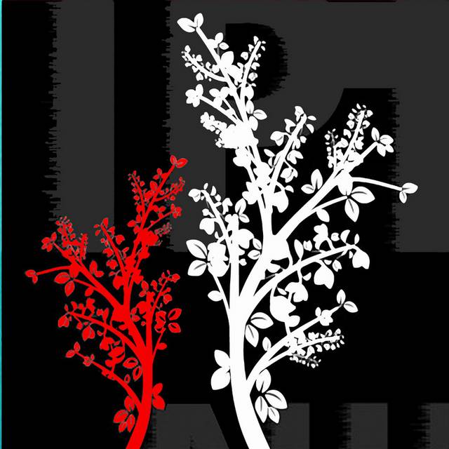 红黑白树枝装饰画