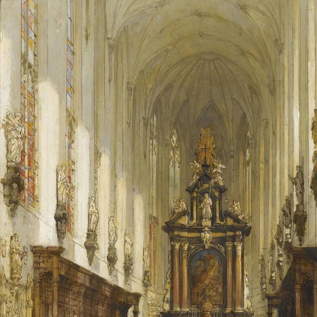 教堂风景油画