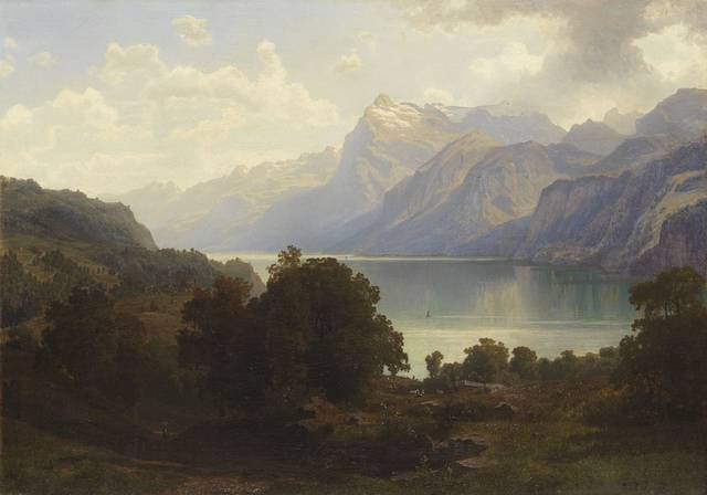 湖景风景油画1
