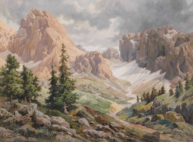 山林景色风景油画