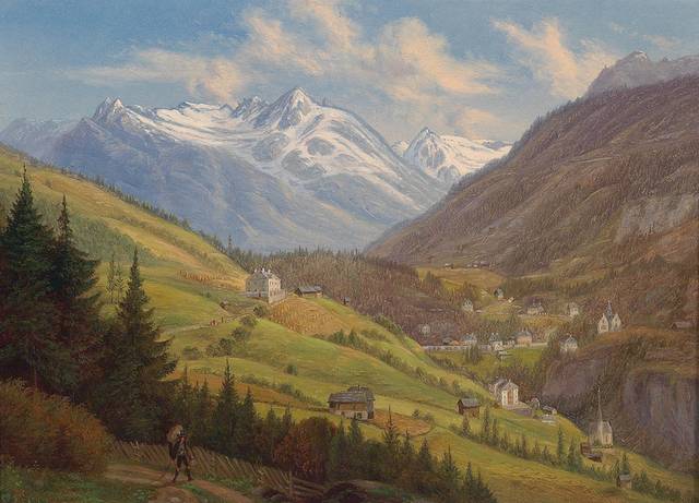 山中风景风景油画