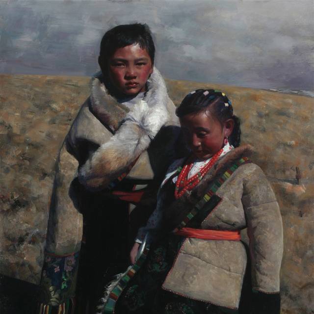 藏族孩子无框画
