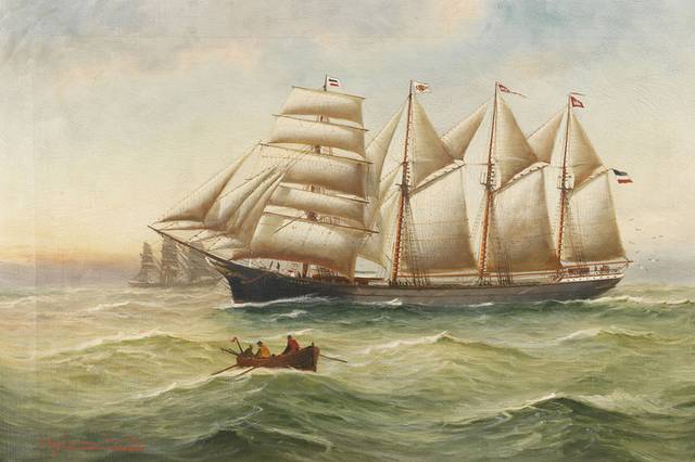 海中白色帆船家居装饰画