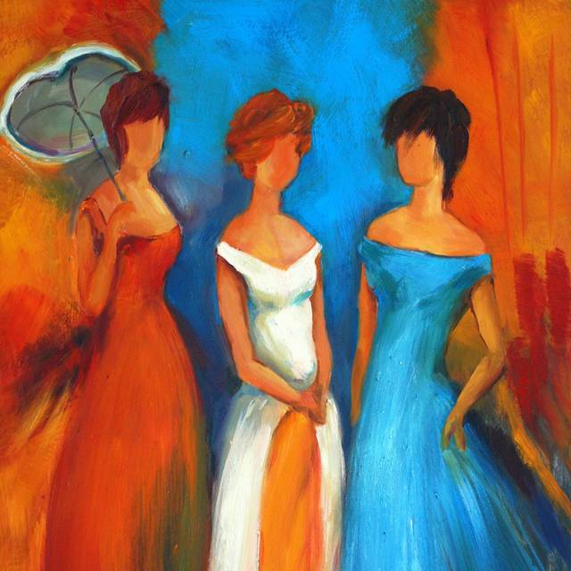 三个女人抽象无框画