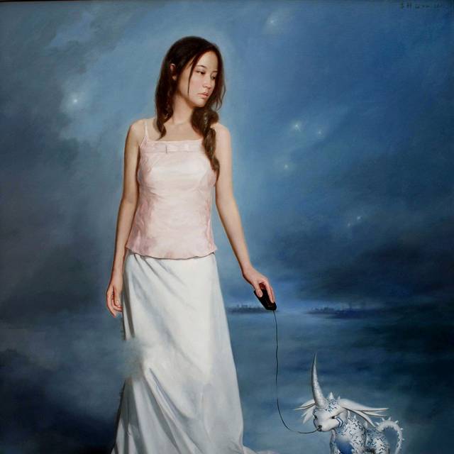 独角兽与女孩无框画